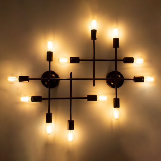 GloboStar Piping Industriell Wandleuchte mit Lampenbirnensockel E27 Kupfer 78,5x64x64cm
