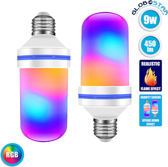 GloboStar LED Bulb 9W 150mm for Socket E27 RGB 450lm
