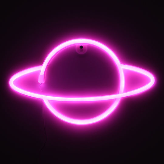 GloboStar Planet Saturn Декоративна Лампа Фигура Розов