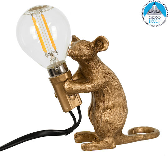 GloboStar Mouse Lustră Decorativă Figura cu Soclu pentru Bec E12 Auriu