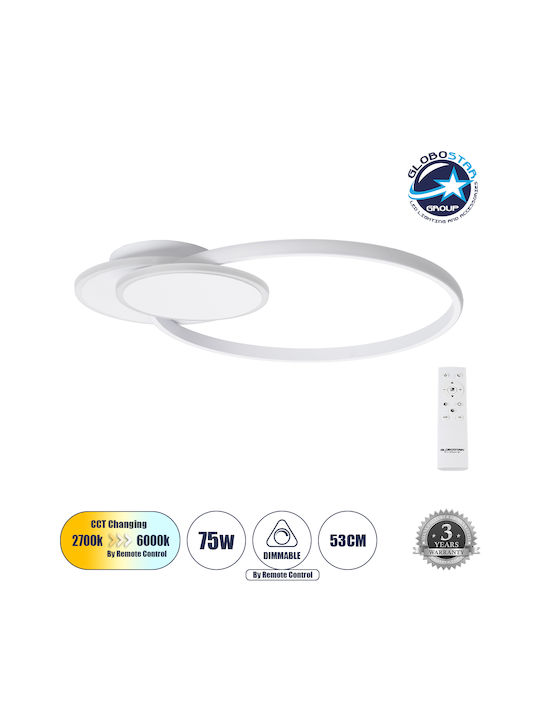 GloboStar Circuo Deckenleuchte 42.5cm Weiß mit Integrierter LED und Fernbedienung