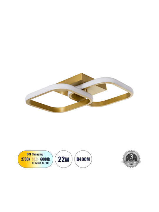 GloboStar Nora Ceiling Mount Light 24cm Gold with Integrated LED