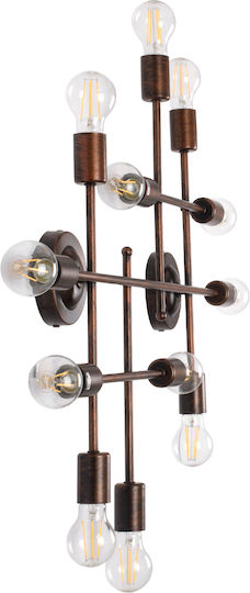 GloboStar Piping Industriell Wandleuchte mit Lampenbirnensockel E27 Kupfer 78,5x64x64cm