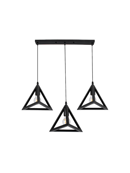 GloboStar Triangle Pendant Light Black Grid with Socket E27 70x22x130cm