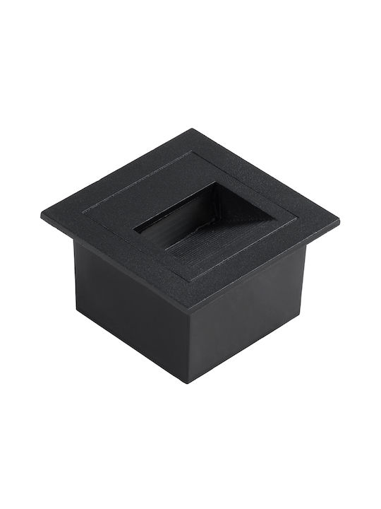 GloboStar Step-Mina Platz Metallisch Einbau Spot mit integriertem LED und Warmweißes Licht Schwarz 8.3x8.3cm. 1Stück
