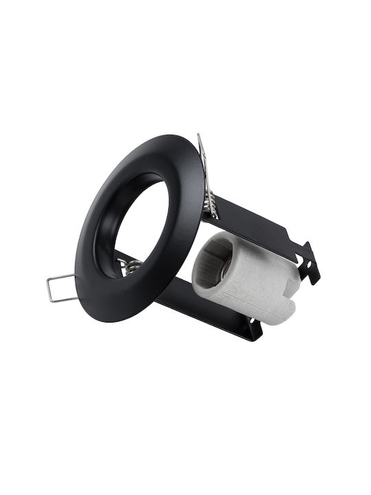 GloboStar Aliba Rund Metallisch Einbau Spot mit Fassung E14 Schwarz 9.2x9.2cm. 1Stück