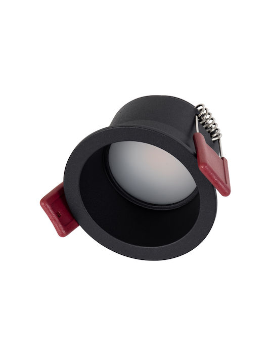 GloboStar Round Metallic Recessed Spot with Integrated LED and Warm White Light Black 6.6x6.6cm. 1pcs