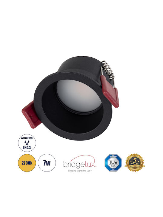 GloboStar Round Metallic Recessed Spot with Integrated LED and Warm White Light Black 6.6x6.6cm. 1pcs