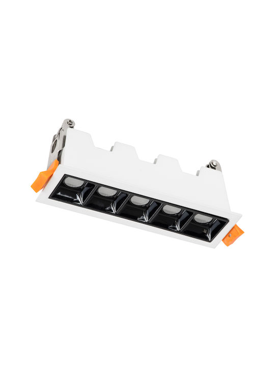 GloboStar Luminar Superior Rechteckig Metallisch Einbau Spot mit integriertem LED und Natürliches Weißes Licht Weiß 14.8x4.3cm. 1Stück