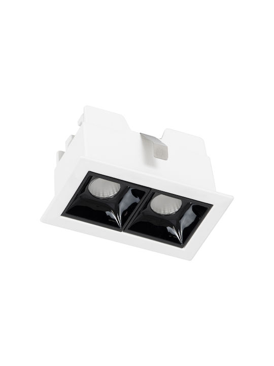 GloboStar Luminar Superior Τετράγωνο Μεταλλικό Χωνευτό Σποτ με Ενσωματωμένο LED και Θερμό Λευκό Φως Λευκό 7.5x7.5εκ.
