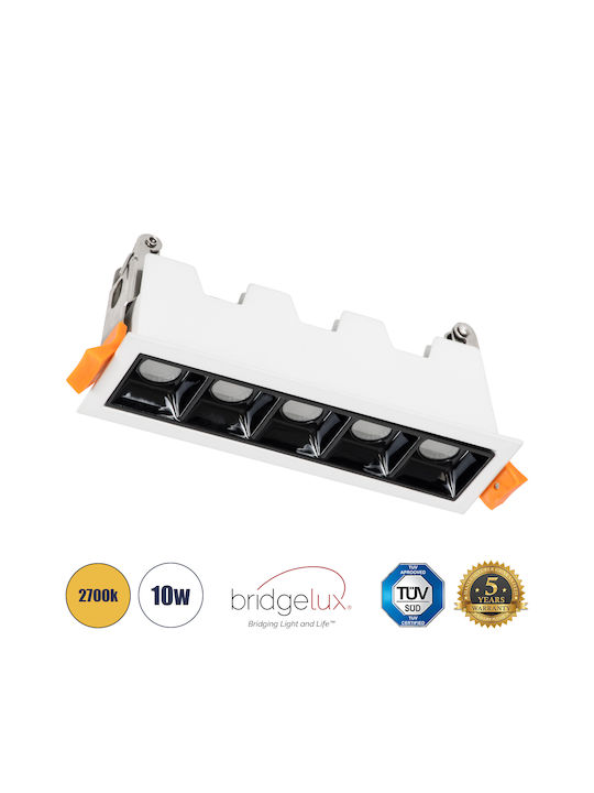 GloboStar Luminar Superior Παραλληλόγραμμο Μεταλλικό Χωνευτό Σποτ με Ενσωματωμένο LED και Θερμό Λευκό Φως Λευκό 14.8x4.3εκ. 1τμχ