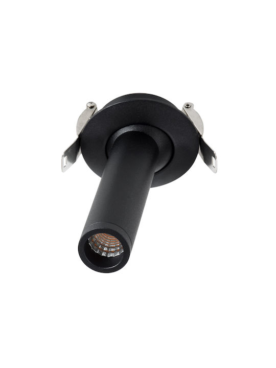 GloboStar Dale Round Metallic Recessed Spot with Integrated LED and Warm White Light Black 6.4x6.4cm. 1pcs