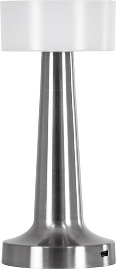 GloboStar Nanna Kunststoff Tischlampe LED mit Weiß Schirm und Silber Basis