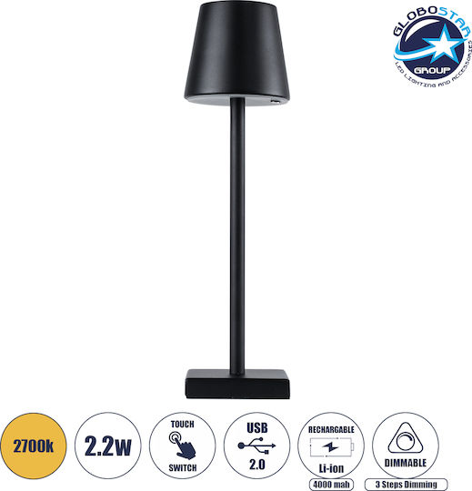 GloboStar Nega Metal Lampă de masă LED cu Abajur Negru și Bază