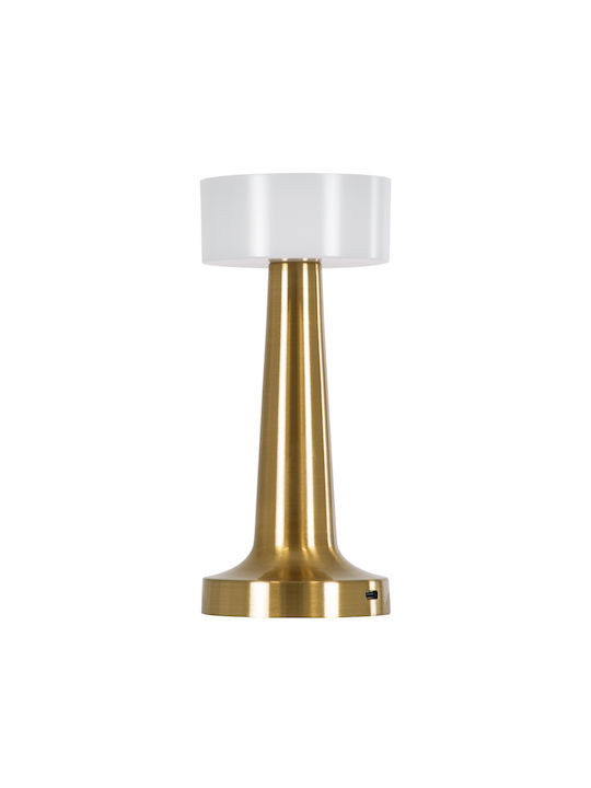 GloboStar Nanna Kunststoff Tischlampe LED mit Weiß Schirm und Gold Basis