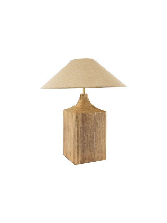 GloboStar Wood Table Lamp for Socket E27 with Beige Shade and Base