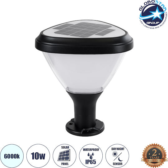 GloboStar Ηλιακό Φωτιστικό Δαπέδου Κολωνάκι 10W 330lm Ψυχρό Λευκό 6000K με Αισθητήρα Κίνησης και Φωτοκύτταρο IP65 26x26x30εκ.