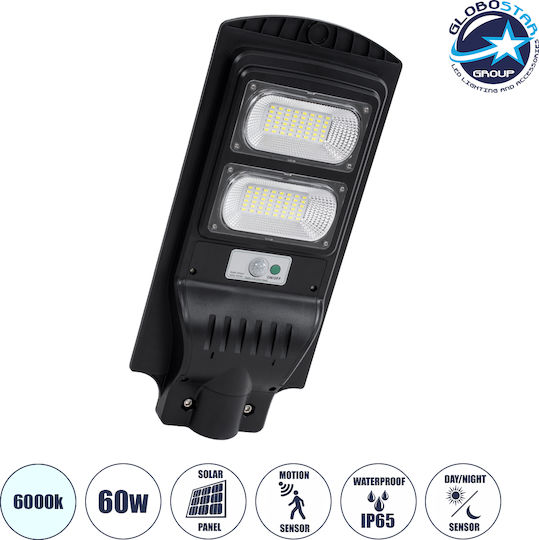 GloboStar Street Solar Light 9W 600lm Cold White 6000K with Motion Sensor and Photocell IP65 22cmx6cmx50cmcm