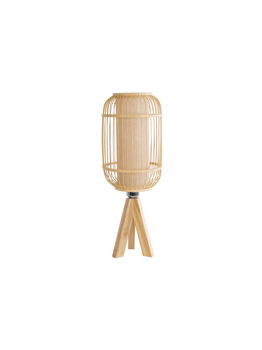 GloboStar Wood Table Lamp for Socket E27 with Beige Shade and Base