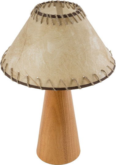 GloboStar Wood Table Lamp for Socket E27 with Beige Shade and Base