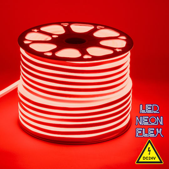 GloboStar Waterproof LED Strip 24V Red Light 1m Neon Flex