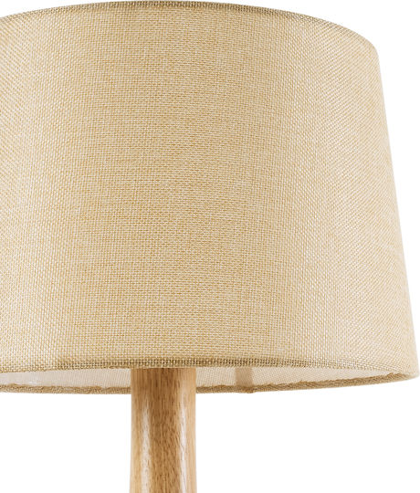 GloboStar Wood Table Lamp for Socket E27 with Beige Shade and Base