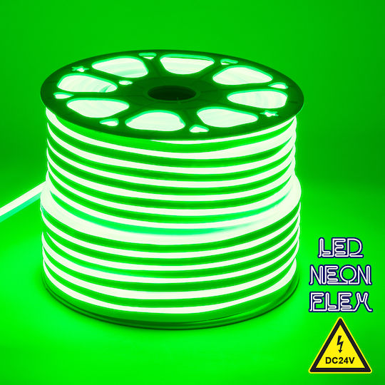 GloboStar Waterproof LED Strip 24V Green Light 1m Neon Flex
