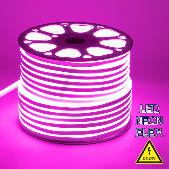 GloboStar Waterproof 24V Pink Light 1m Neon Flex LED Strip