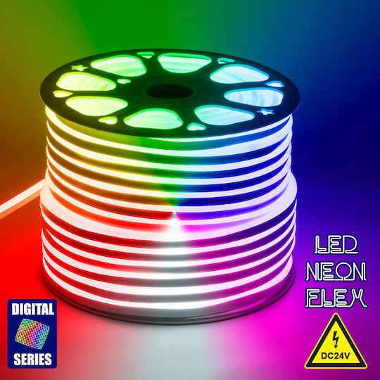 GloboStar Αδιάβροχη Ταινία LED 24V RGB Φως 1m Neon Flex