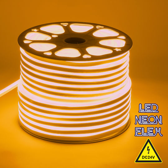 GloboStar Waterproof LED Strip 24V Warm White Light 1m Neon Flex