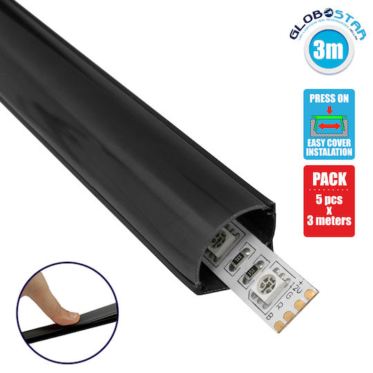 GloboStar Set 5pcs Surface Aluminum Profile for LED Strips Corner with Opal Cover 300x1.6x1.6cm