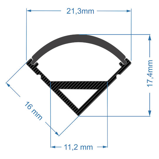GloboStar Set 5pcs Surface Aluminum Profile for LED Strips Corner with Opal Cover 300x1.6x1.6cm