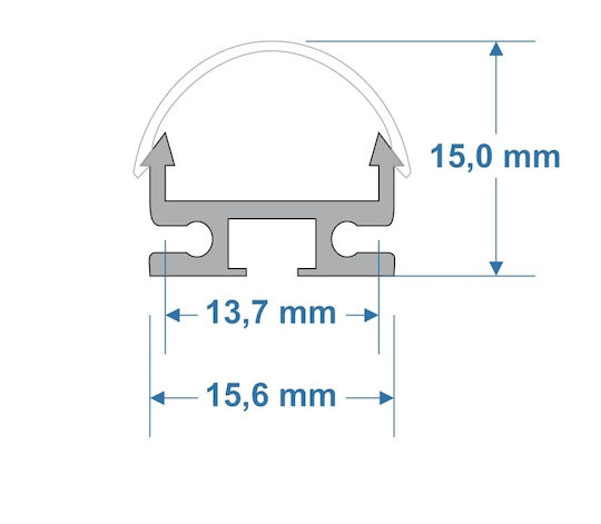 GloboStar External Aluminum Profile for LED Strip with Opal Cover 100x1.5x1.5cm