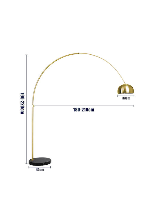 GloboStar Prague Stehleuchte H220xB210cm. mit Fassung für Lampe E27 Gold