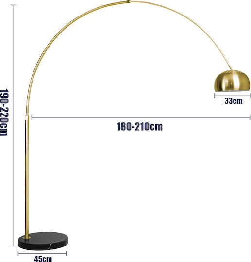 GloboStar Prague Lampa de podea Î220xL210cm. cu Soclu pentru Bec E27 Auriu