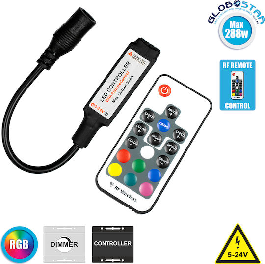 GloboStar Ασύρματο RGB Controller RF με Τηλεχειριστήριο 73420
