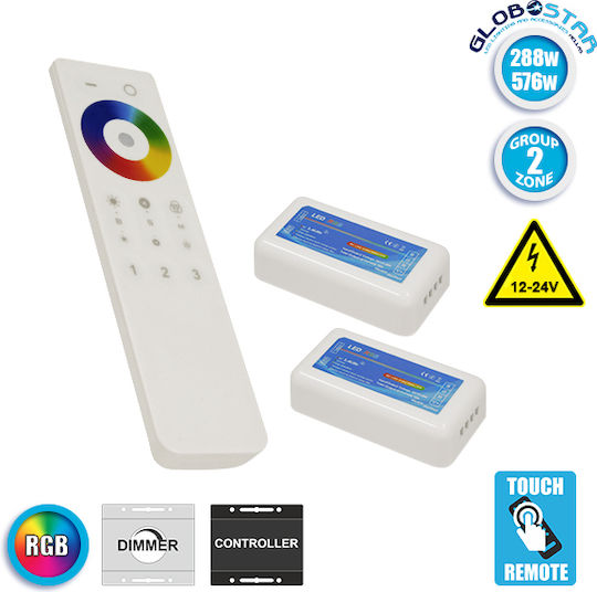 GloboStar Ασύρματο RGB Controller Αφής RF με Τηλεχειριστήριο 04142