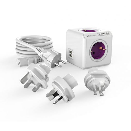 Allocacoc Зарядно без кабел с 4 USB-A порта Бял (PowerCube)