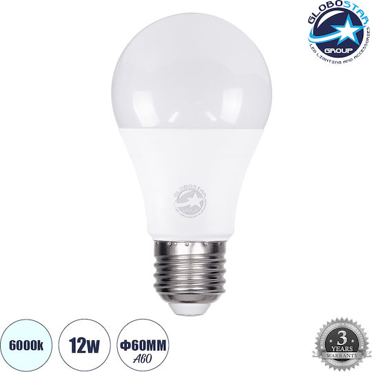 GloboStar Λάμπα LED 12W 110mm για Ντουί E27 και Σχήμα A60 Ψυχρό Λευκό 1392lm
