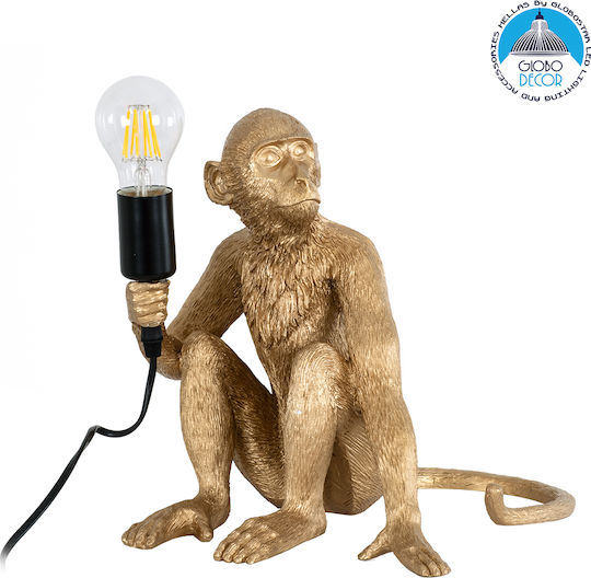 GloboStar Apes Decorative Lamp Figure with Socket for Bulb E27 Gold