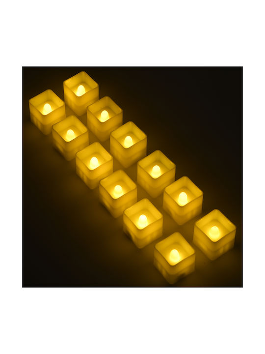 GloboStar Διακοσμητικό Φωτιστικό Candle LED Θερμό Λευκό 2700K Κερί 12τμχ
