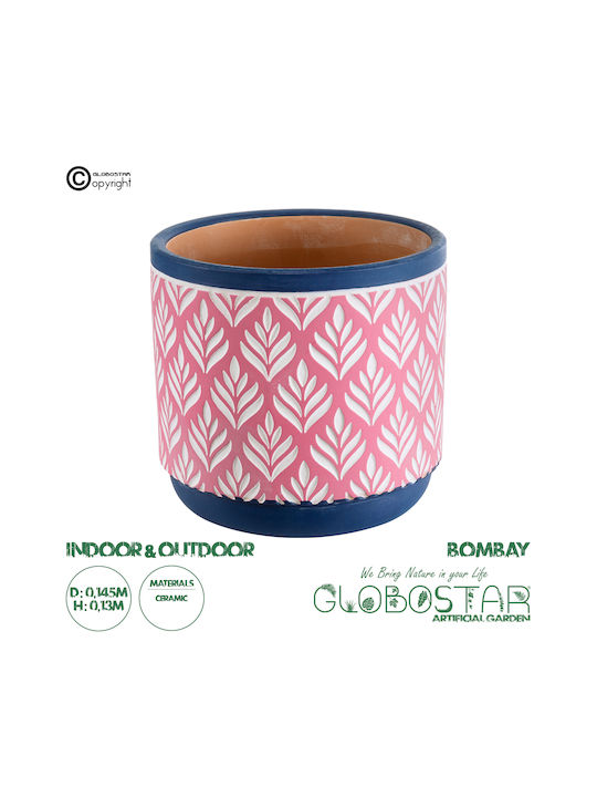 GloboStar Artificial Garden Bombay Übertopf Keramik Rosa 14.5x14.5x13εκ.