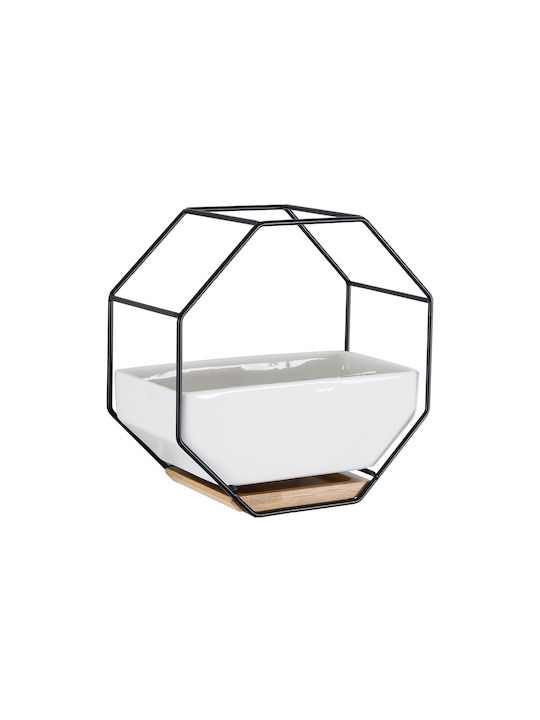 GloboStar Artificial Garden Bianco Hängend Übertopf Keramik Weiß 18x10x18εκ.