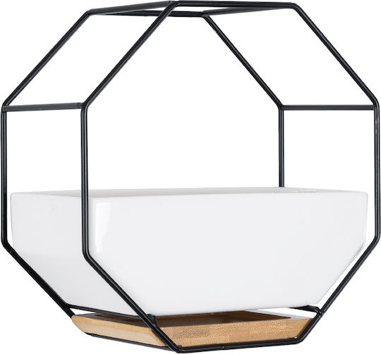 GloboStar Artificial Garden Bianco Κρεμαστό Κασπώ Κεραμικό Λευκό 18x10x18εκ.