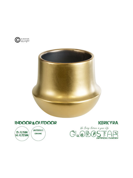 GloboStar Kerkyra Übertopf Keramik Gold 15x15x12.5εκ.