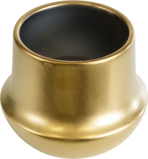 GloboStar Kerkyra Übertopf Keramik Gold 15x15x12.5εκ.