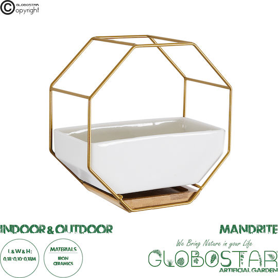 GloboStar Hängend Übertopf Keramik Weiß 18x10x18εκ.
