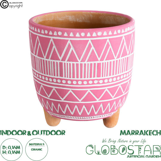 GloboStar Κασπώ Κεραμικό Ροζ με Βάση 16x16x16εκ.