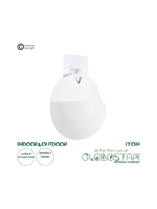 GloboStar Artificial Garden Lyon Саксия Пластмаса Бял Със стойка 12x6x13.5εκ.
