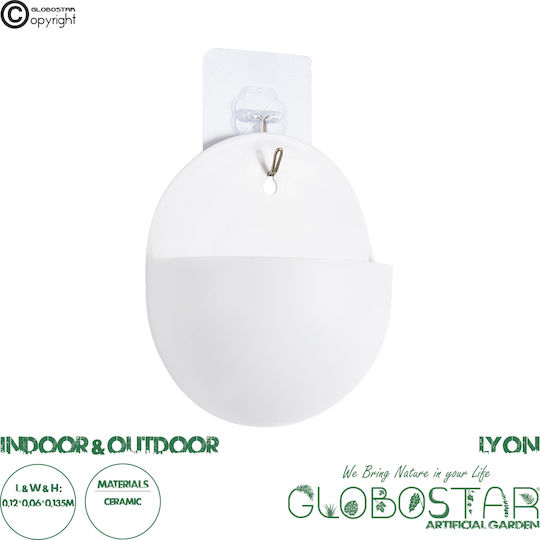 GloboStar Artificial Garden Lyon Planter Plastic White with Stand 12x6x13.5cm.